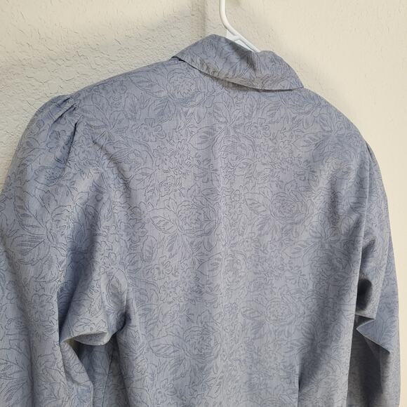 Pendleton Blouse Women Size 8 Blue Floral Print Puffy Sleeve Vintage 80s USA - Picture 11 of 12